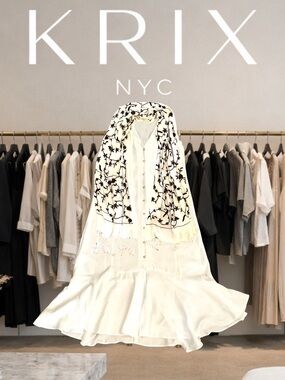 Mango White Maxi Dress with Free gift Embroidered Scarf